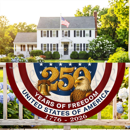 250 Years of Freedom American Fan Flag, Patriotic 1776 2026 Flag Decor