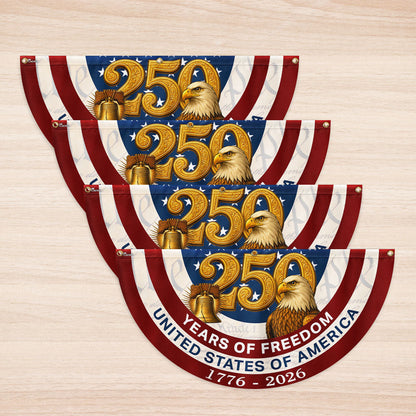 250 Years of Freedom American Fan Flag, Patriotic 1776 2026 Flag Decor