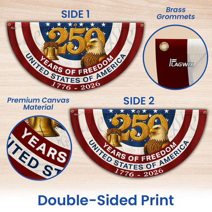 250 Years of Freedom American Fan Flag, Patriotic 1776 2026 Flag Decor
