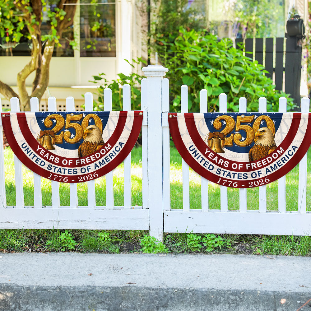 250 Years of Freedom American Fan Flag, Patriotic 1776 2026 Flag Decor